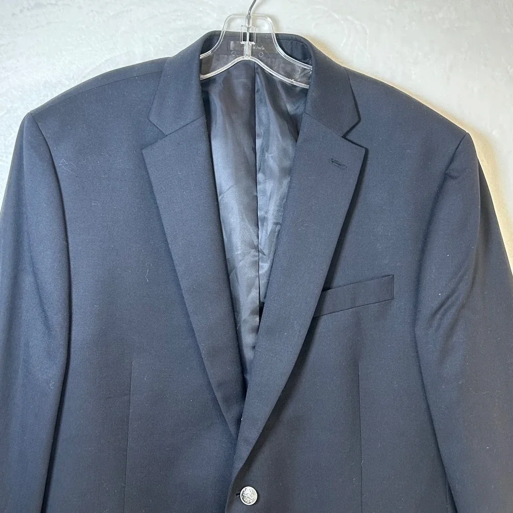 Michael Michael Kors Blend Dark Navy Blue Sport Coat Blazer 46L Two Button Long